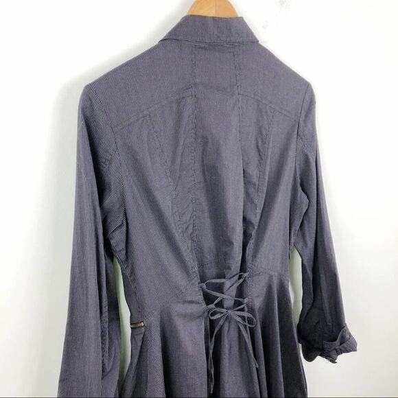 Lauren Vidal Purple Asymmetrical Striped Full Zip Lagenlook Minimalist Jacket M - Picture 15 of 16